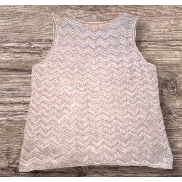 Chicos Sz 3 Silver Chevron Sleeveless Knit Top Size XL Casual Comfort Layering - Picture 3 of 7
